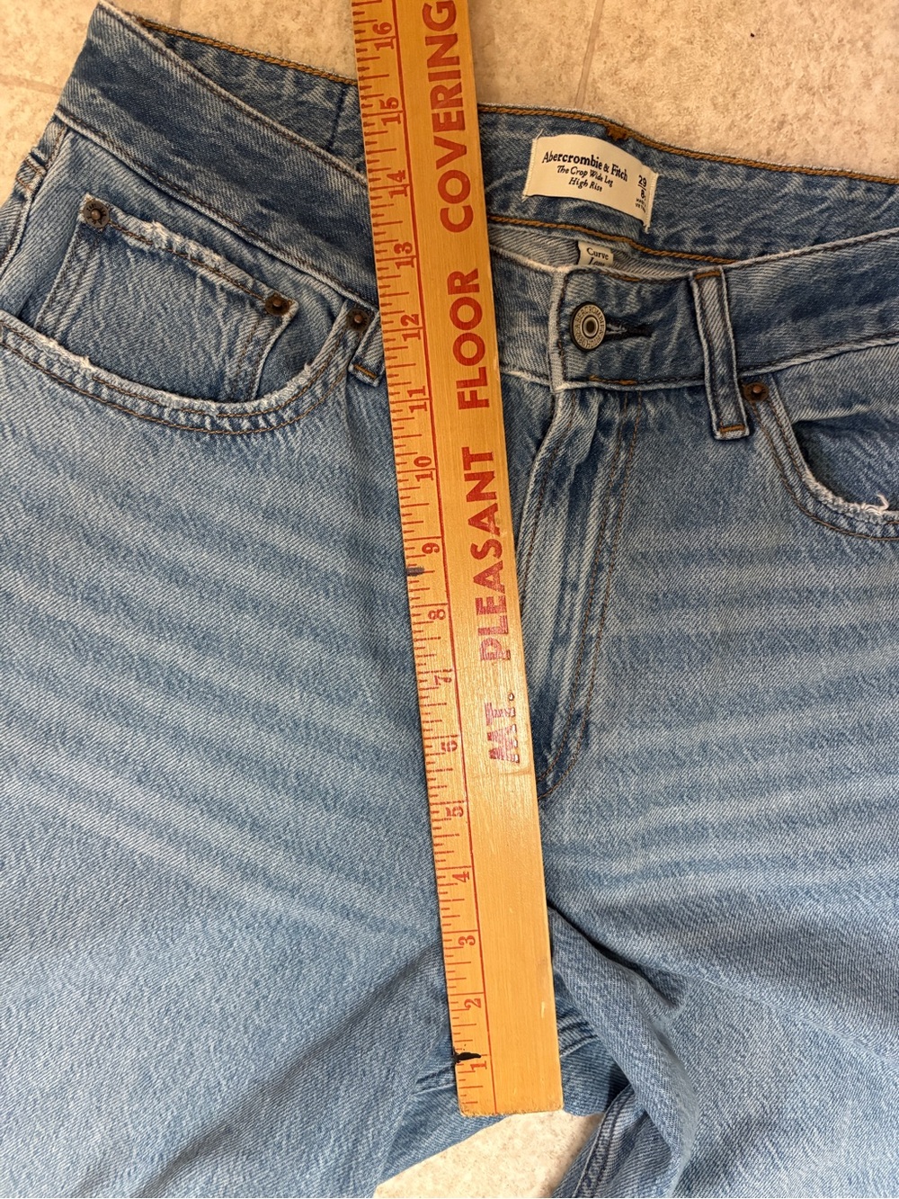 Abercrombie & Fitch Light Blue Wide Leg High Rise Jeans Cropped Curve Love - Picture 5 of 8